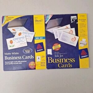 Avery Templates Ink Jet 2"x 3.5" 400 Cards White Business Cards, 2 Pack Set, New